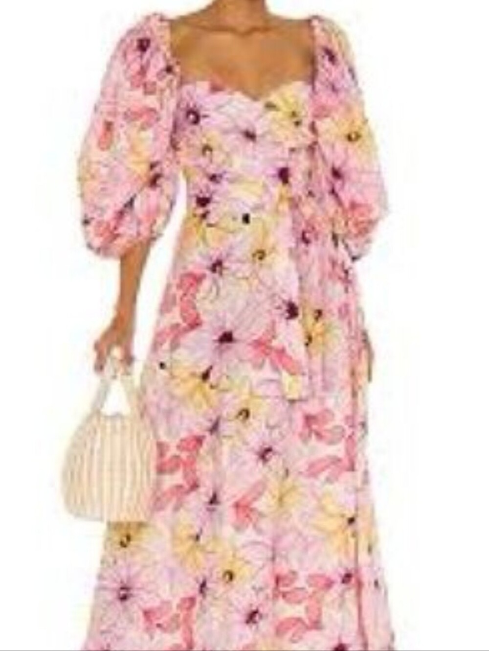 Revolve Sundress  Emila Pink Floral Midi Dress with Linen Dress  Sz Sx Likenew